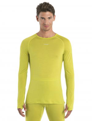 Icebreaker 125 ZoneKnit™ Merino Long Sleeve Crewe Thermal Top Blast Herr Ljusgröna | GSHDUV457