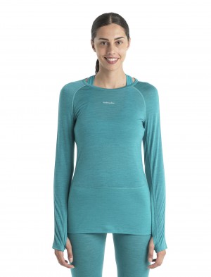 Icebreaker 125 ZoneKnit™ Merino Long Sleeve Crewe Thermal Top Blast Dam Gröna | KQJUZA073