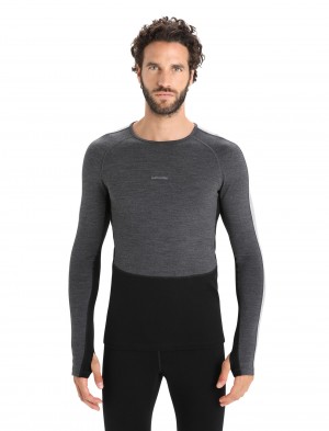 Icebreaker 260 ZoneKnit™ Merino Long Sleeve Crewe Thermal Top Blast Herr Svarta | TGRLPN612