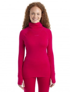 Icebreaker 300 MerinoFine™ Long Sleeve Roll Neck Thermal Top Blast Dam Rosa | OELDXJ198