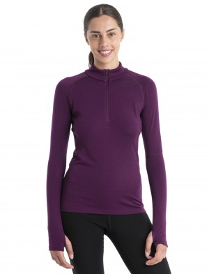 Icebreaker 300 MerinoFine™ Polar Long Sleeve Half Zip Thermal Top Blast Dam Nightshade | LGJFHZ823