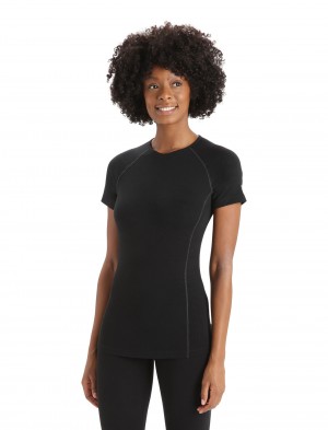 Icebreaker BodyfitZone™ Merino 150 Zone Korta Sleeve Crewe Thermal Top Blast Dam Svarta | NSFWHE341