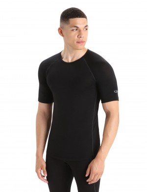 Icebreaker BodyfitZone™ Merino 150 Zone Korta Sleeve Crewe Thermal Top Blast Herr Svarta | YSJTFB239