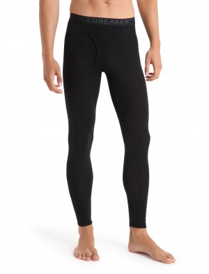 Icebreaker Merino 175 Everyday Thermal Leggings With Fly Blast Herr Svarta | XNAEDC592