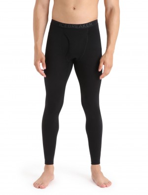 Icebreaker Merino 200 Oasis Leggings with Fly Leggings Herr Svarta | KQPZJY876