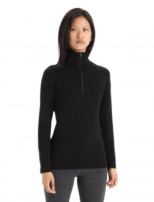 Icebreaker Merino 260 Tech Long Sleeve Half Zip Thermal Top Blast Dam Svarta | PDWEQT206