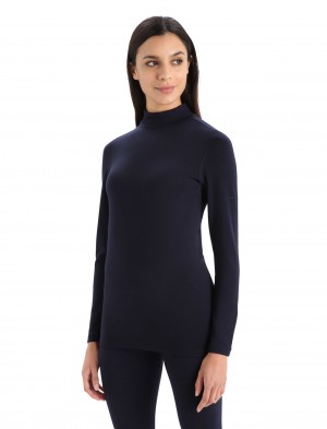 Icebreaker Merino 260 Tech Long Sleeve Turtleneck Thermal Top Blast Dam Marinblå | WLRIUC625