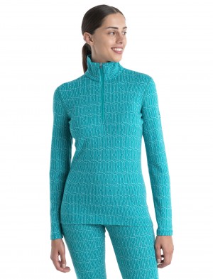 Icebreaker Merino 260 Vertex Long Sleeve Half Zip Thermal Top Herenga Blast Dam Gröna Vita | ABODSX490