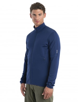 Icebreaker Merino 560 RealFleece™ Elemental II Long Sleeve Zip Jacket Tröjor Herr Kungsblått Marinblå | ZOQLHU839