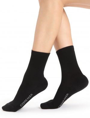 Icebreaker Merino Lifestyle Light Crew Socks Strumpor Dam Svarta | UWSKHY614