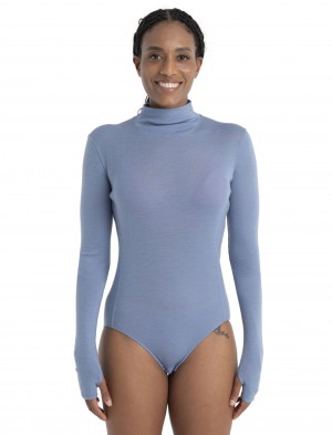 Icebreaker Merino Queens Long Sleeve High Neck Bodysuit Underkläder Dam Kyanite | PLOYIT537