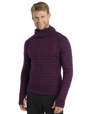 Icebreaker ZoneKnit™ Merino Explore Long Sleeve Zip Hoodie Tröjor Herr Nightshade | PNKWUD213