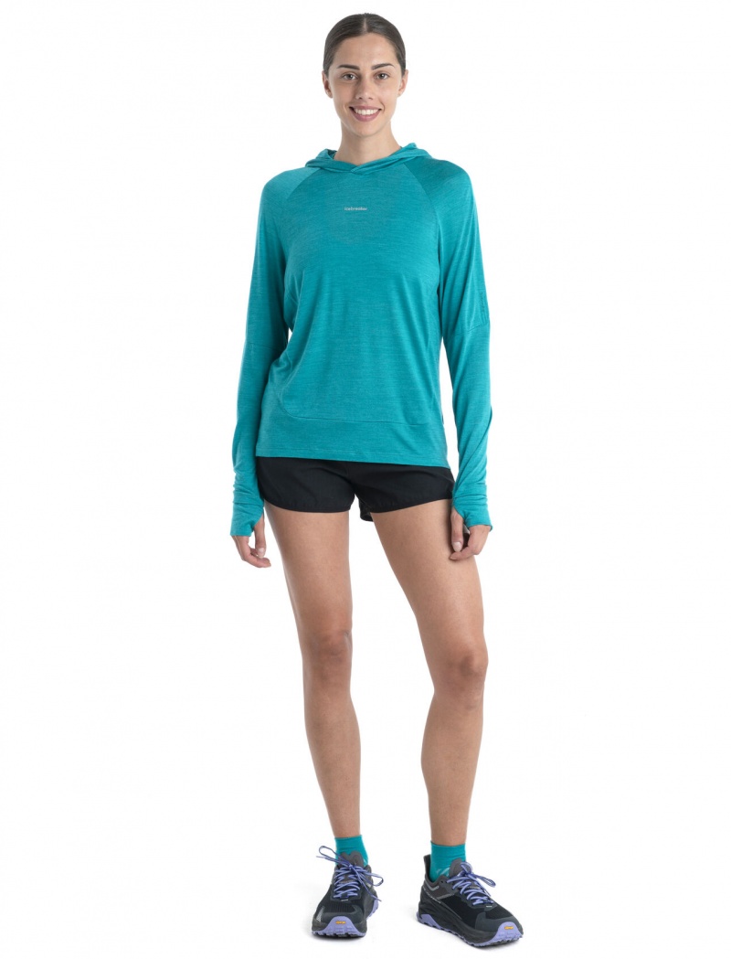 Icebreaker 125 Cool-Lite™ Sphere Merino Long Sleeve Hoodie Långärmad Dam Gröna | TXZIBM364