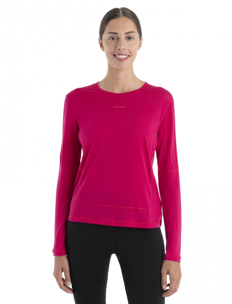 Icebreaker 125 ZoneKnit™ Merino Energy Vind Long Sleeve T-Shirt Långärmad Dam Rosa | PKSVCT146