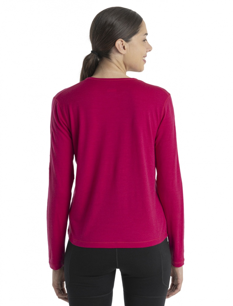 Icebreaker 200 ZoneKnit™ Merino Energy Vind Long Sleeve T-Shirt Långärmad Dam Rosa | UPQCHX425