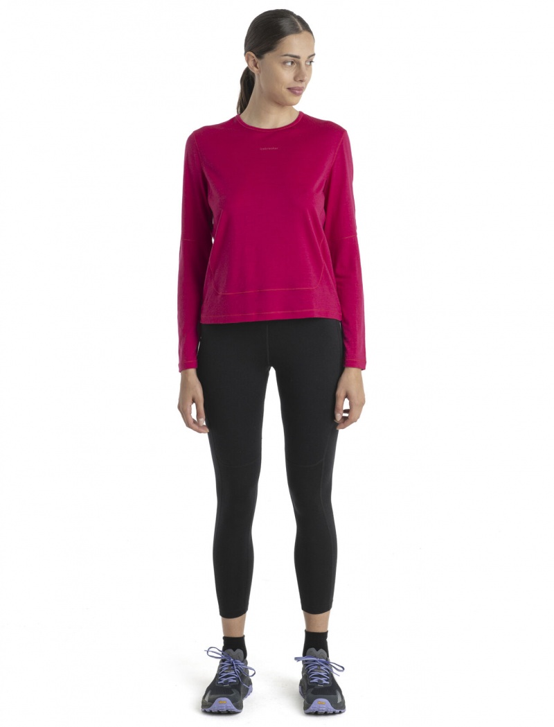 Icebreaker 200 ZoneKnit™ Merino Energy Vind Long Sleeve T-Shirt Långärmad Dam Rosa | UPQCHX425