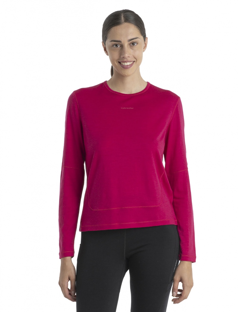 Icebreaker 200 ZoneKnit™ Merino Energy Vind Long Sleeve T-Shirt Långärmad Dam Rosa | UPQCHX425