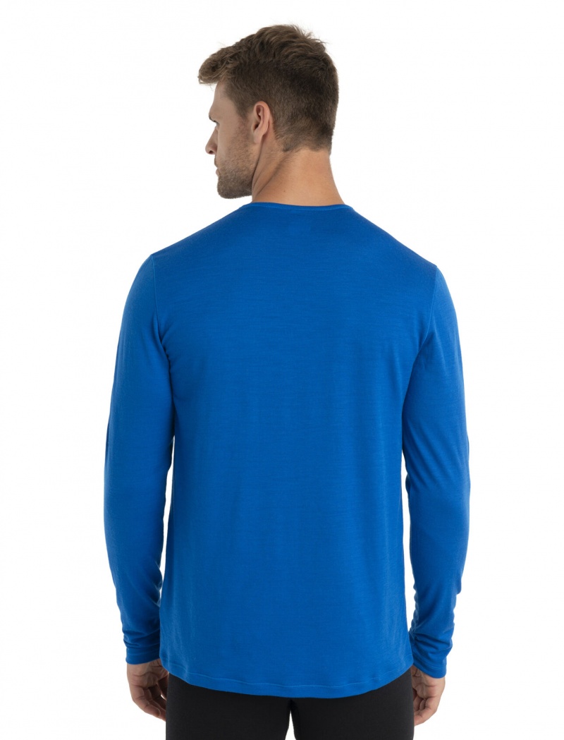 Icebreaker 200 ZoneKnit™ Merino Energy Vind Long Sleeve T-Shirt Långärmad Herr Lazurite | EDXWNJ970