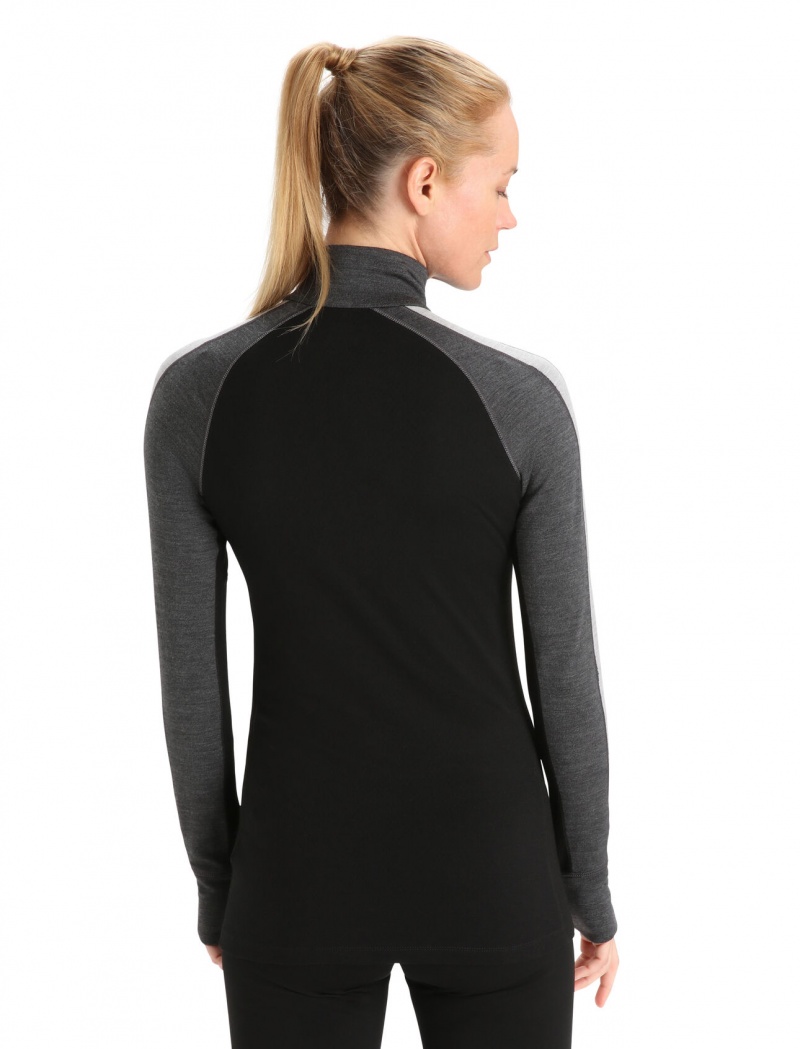 Icebreaker 260 ZoneKnit™ Merino Long Sleeve Half Zip Thermal Top Blast Dam Svarta | VCPSYX259