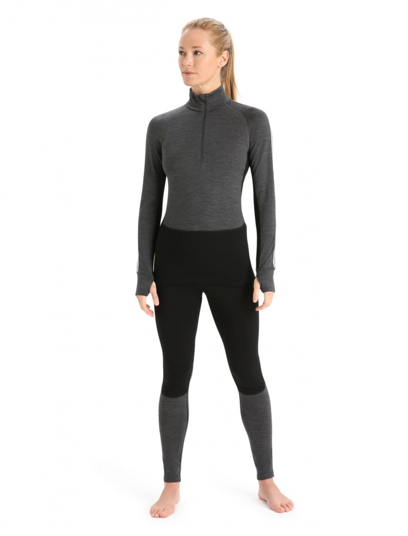 Icebreaker 260 ZoneKnit™ Merino Long Sleeve Half Zip Thermal Top Blast Dam Svarta | VCPSYX259