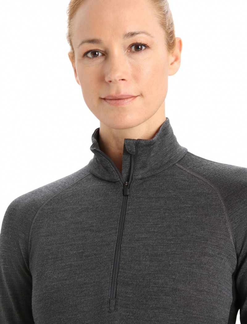 Icebreaker 260 ZoneKnit™ Merino Long Sleeve Half Zip Thermal Top Blast Dam Svarta | VCPSYX259