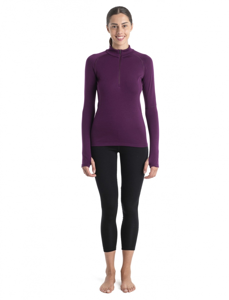 Icebreaker 300 MerinoFine™ Polar Long Sleeve Half Zip Thermal Top Blast Dam Nightshade | LGJFHZ823