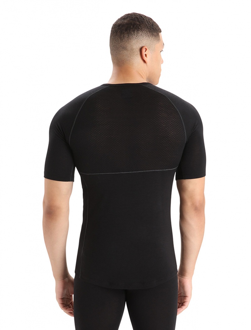 Icebreaker BodyfitZone™ Merino 150 Zone Korta Sleeve Crewe Thermal Top Blast Herr Svarta | YSJTFB239