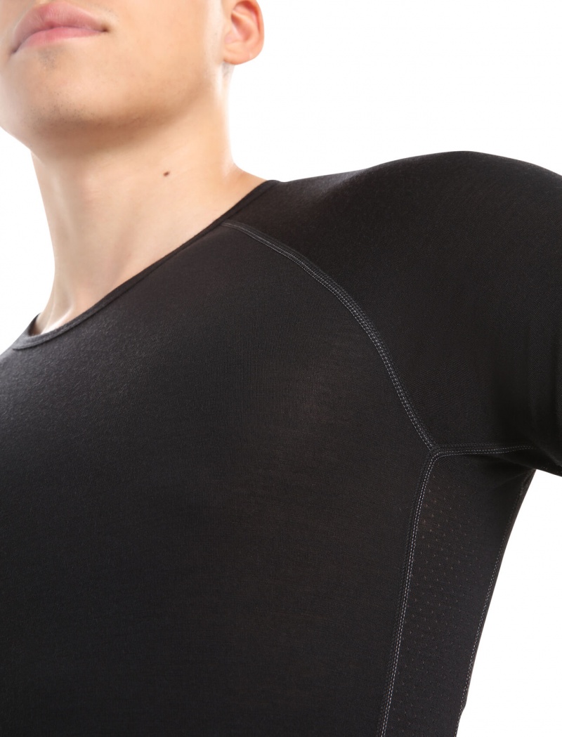 Icebreaker BodyfitZone™ Merino 150 Zone Korta Sleeve Crewe Thermal Top Blast Herr Svarta | YSJTFB239