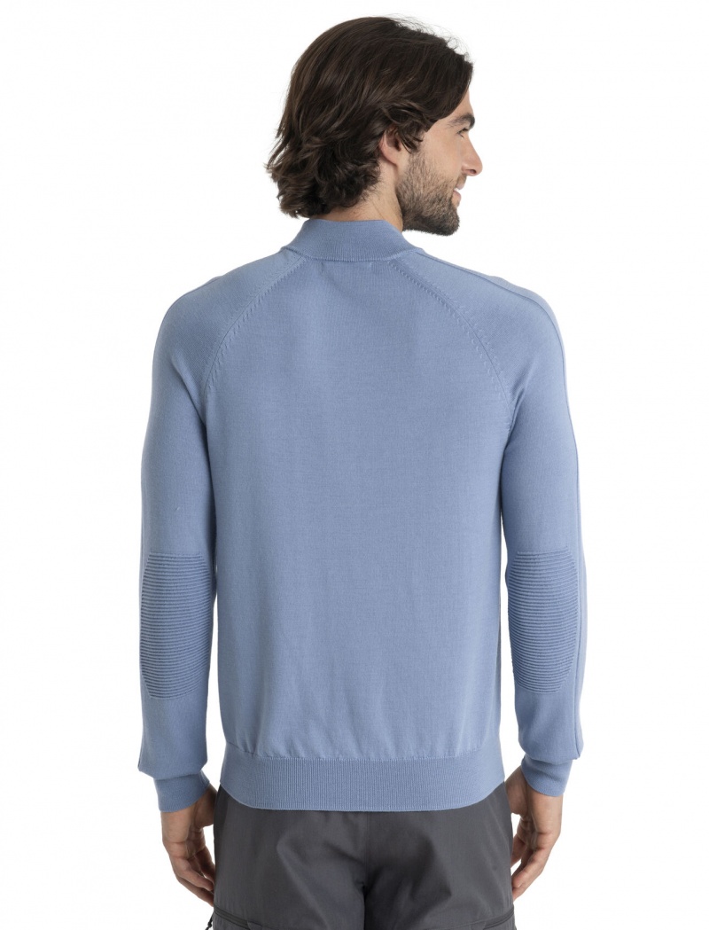 Icebreaker MerinoFine™ Luxe Long Sleeve Half Zip Tröja Tröjor Herr Kyanite | ZBWRXU835