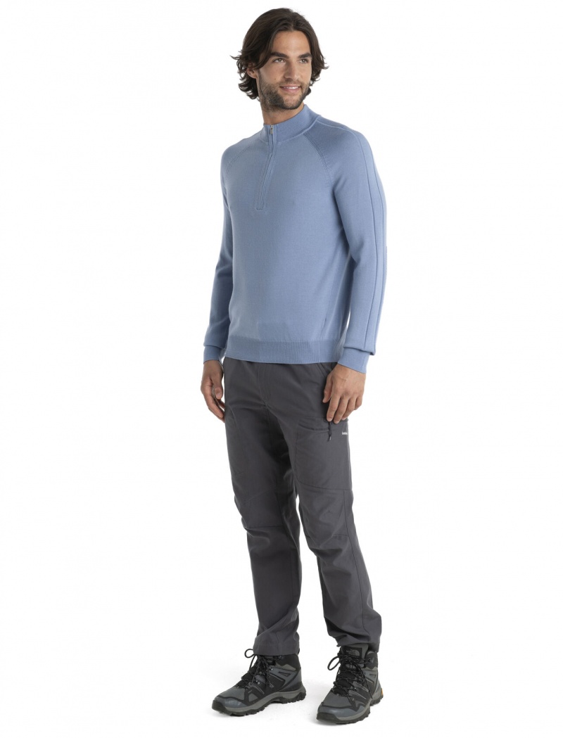 Icebreaker MerinoFine™ Luxe Long Sleeve Half Zip Tröja Tröjor Herr Kyanite | ZBWRXU835