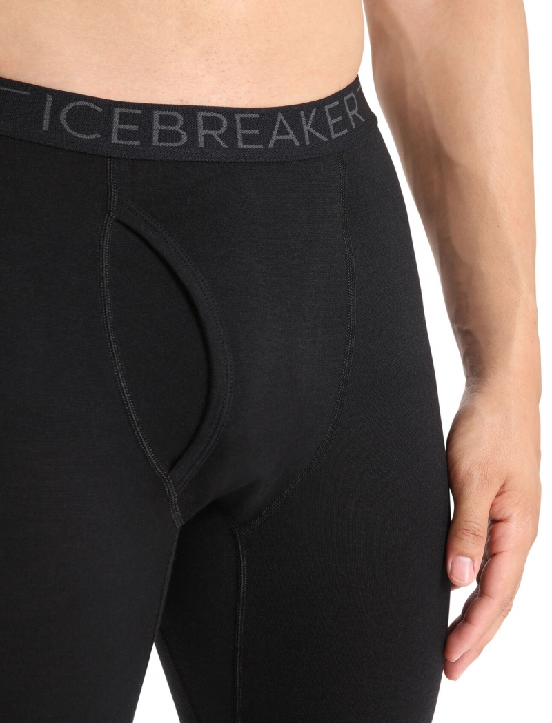 Icebreaker Merino 200 Oasis Leggings with Fly Blast Herr Svarta | CAYDLS794