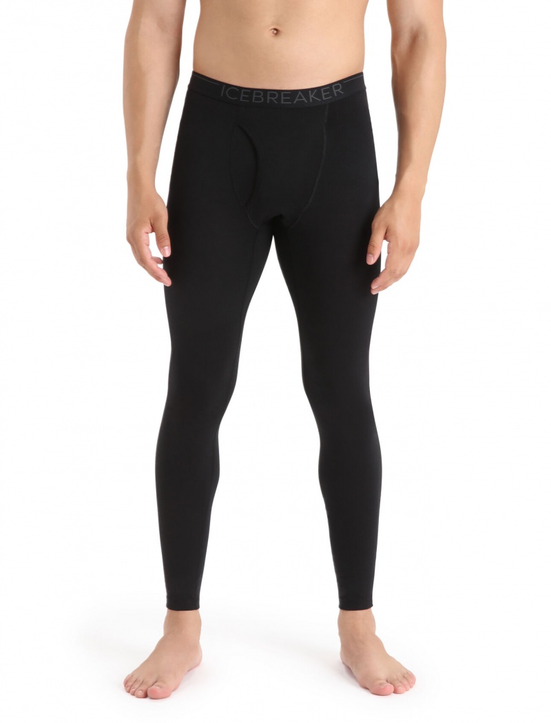 Icebreaker Merino 200 Oasis Leggings with Fly Blast Herr Svarta | CAYDLS794