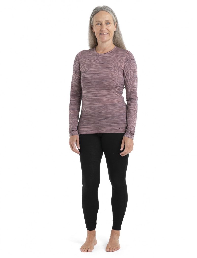 Icebreaker Merino 200 Oasis Long Sleeve Crewe Thermal Top Ski Tracks Blast Dam Marinblå | KDRVHW986