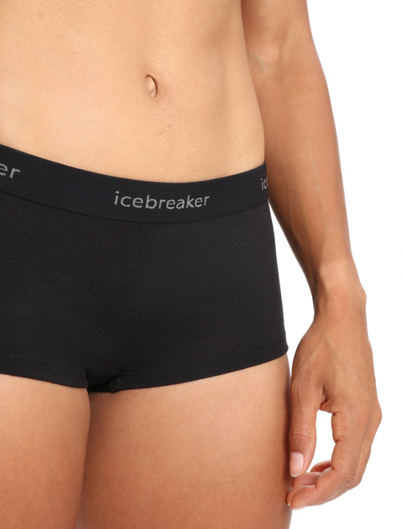 Icebreaker Merino 200 Oasis Thermal Boy Shorts Byxor Dam Svarta | UGKQYO806