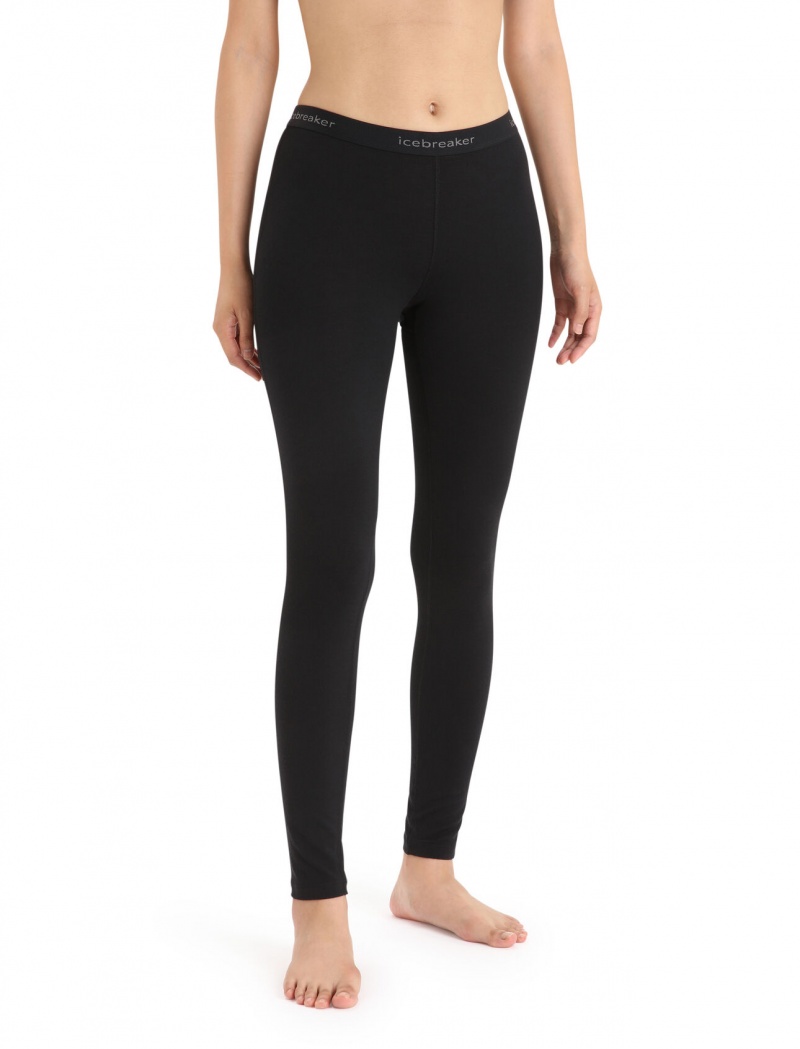 Icebreaker Merino 200 Oasis Thermal Leggings Byxor Dam Svarta | DRJNBL930