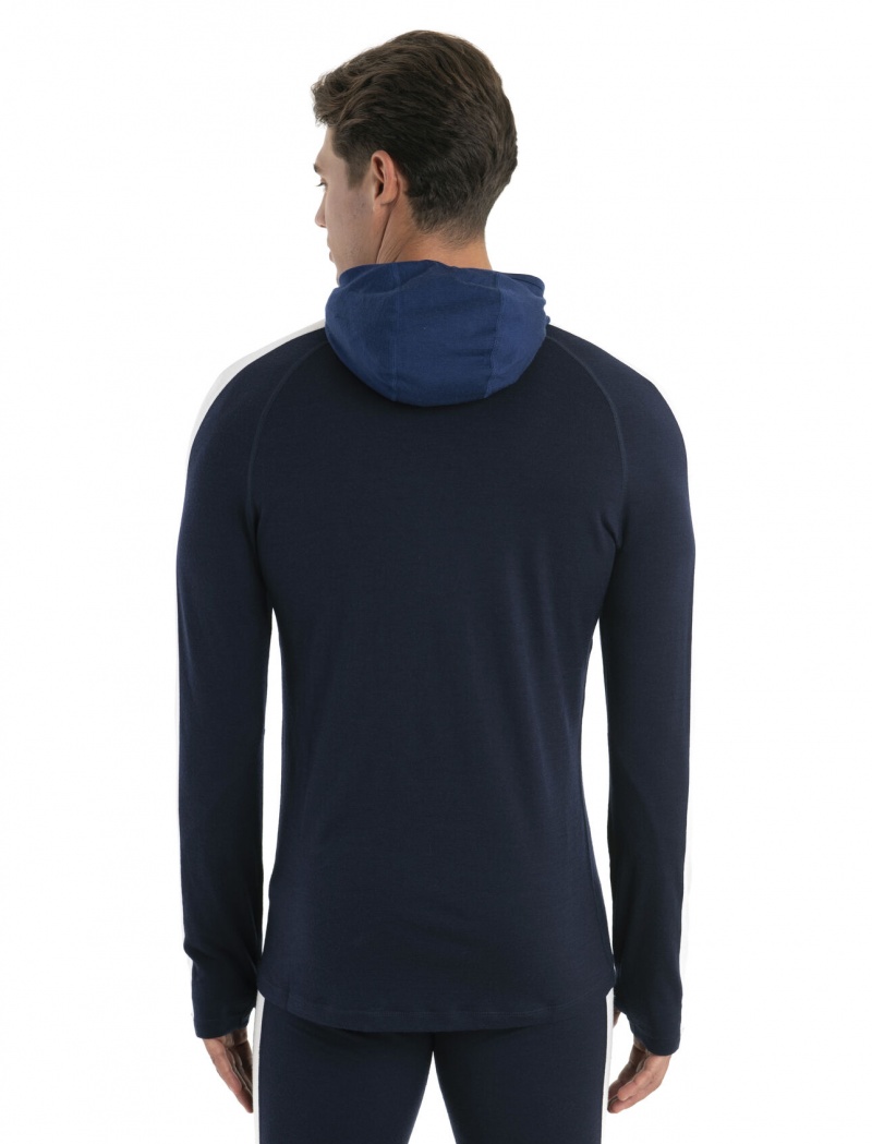 Icebreaker Merino 200 Sonebula Long Sleeve Half Zip Thermal Hood Blast Herr Marinblå Kungsblått Marinblå | VXDERG862