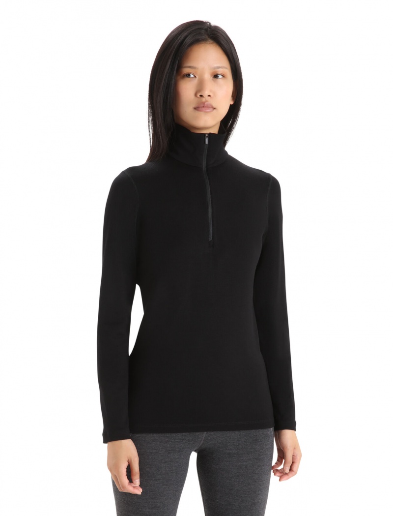 Icebreaker Merino 260 Tech Long Sleeve Half Zip Thermal Top Blast Dam Svarta | PDWEQT206