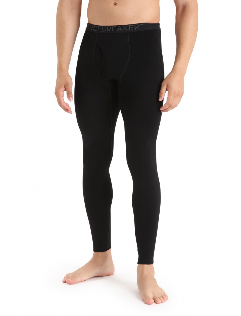 Icebreaker Merino 260 Tech Thermal Leggings With Fly Blast Herr Svarta | TGNBOU958