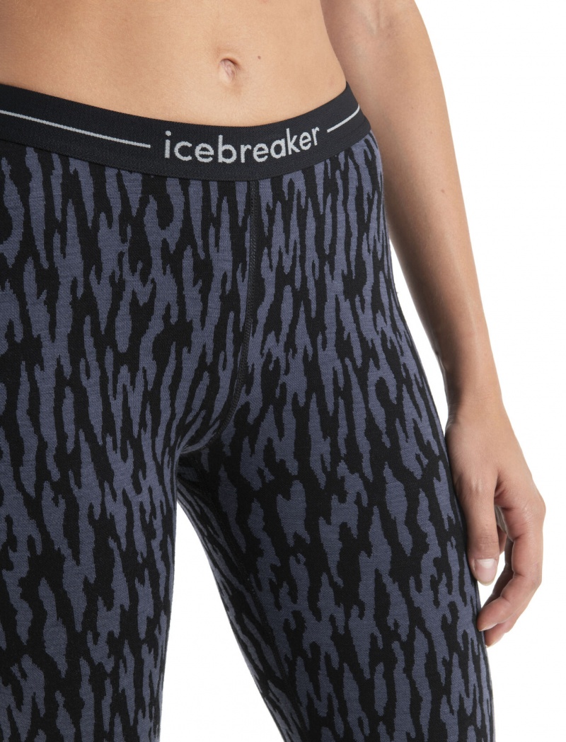 Icebreaker Merino 260 Vertex Thermal Leggings Glacial Flow Leggings Dam Mörkgrå Svarta | QVJGUO590