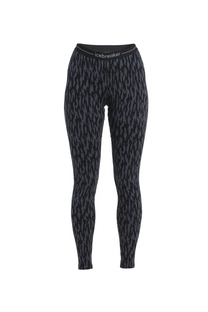 Icebreaker Merino 260 Vertex Thermal Leggings Glacial Flow Leggings Dam Mörkgrå Svarta | QVJGUO590