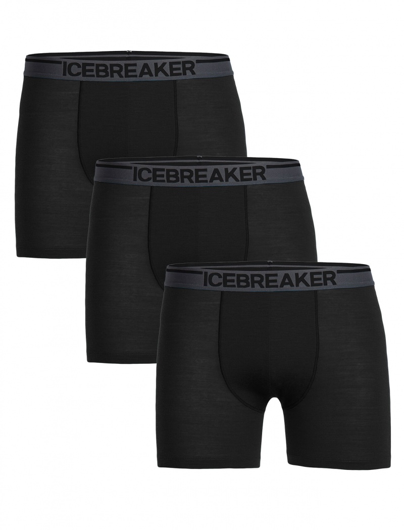 Icebreaker Merino Anatomica Boxers 3 Pack Underkläder Herr Svarta | LFPEUI571