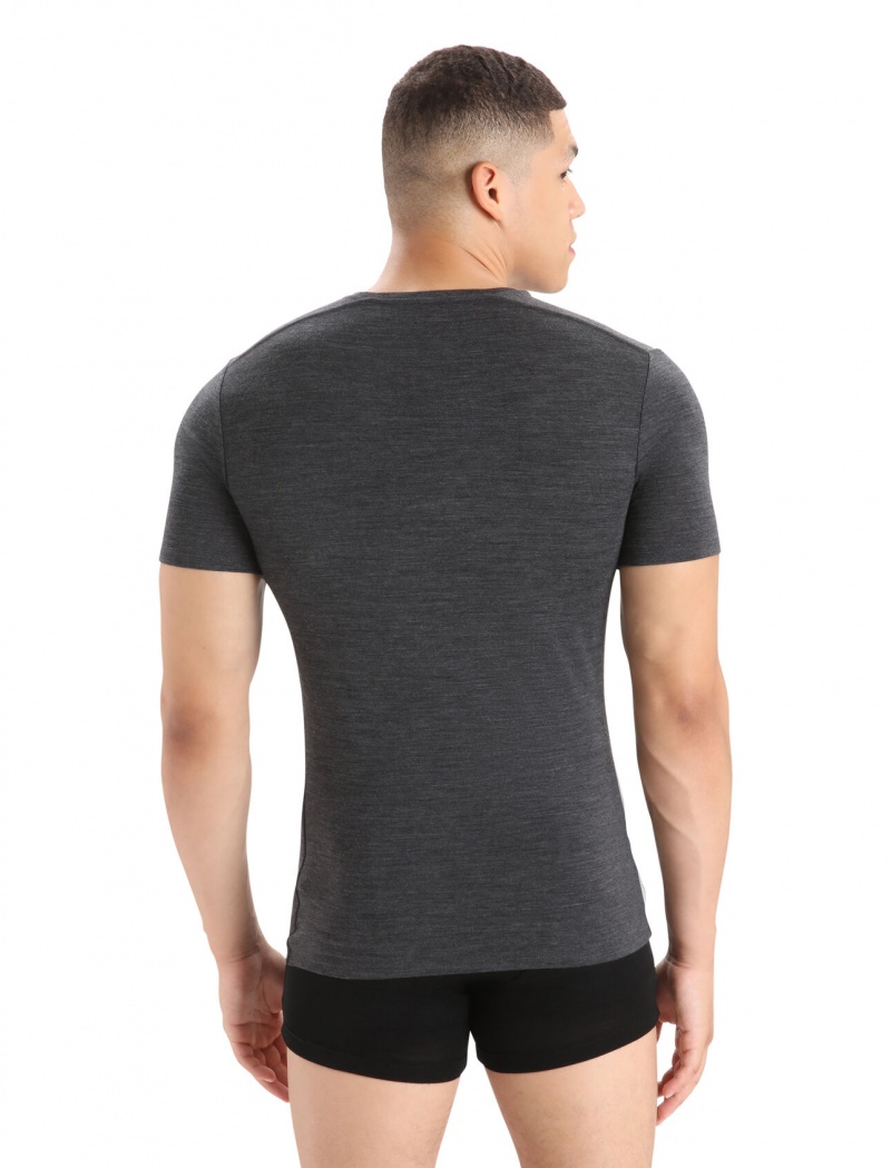 Icebreaker Merino Anatomica Korta Sleeve Crewe T-Shirt Underkläder Herr Jet Heather | EPMGDO367