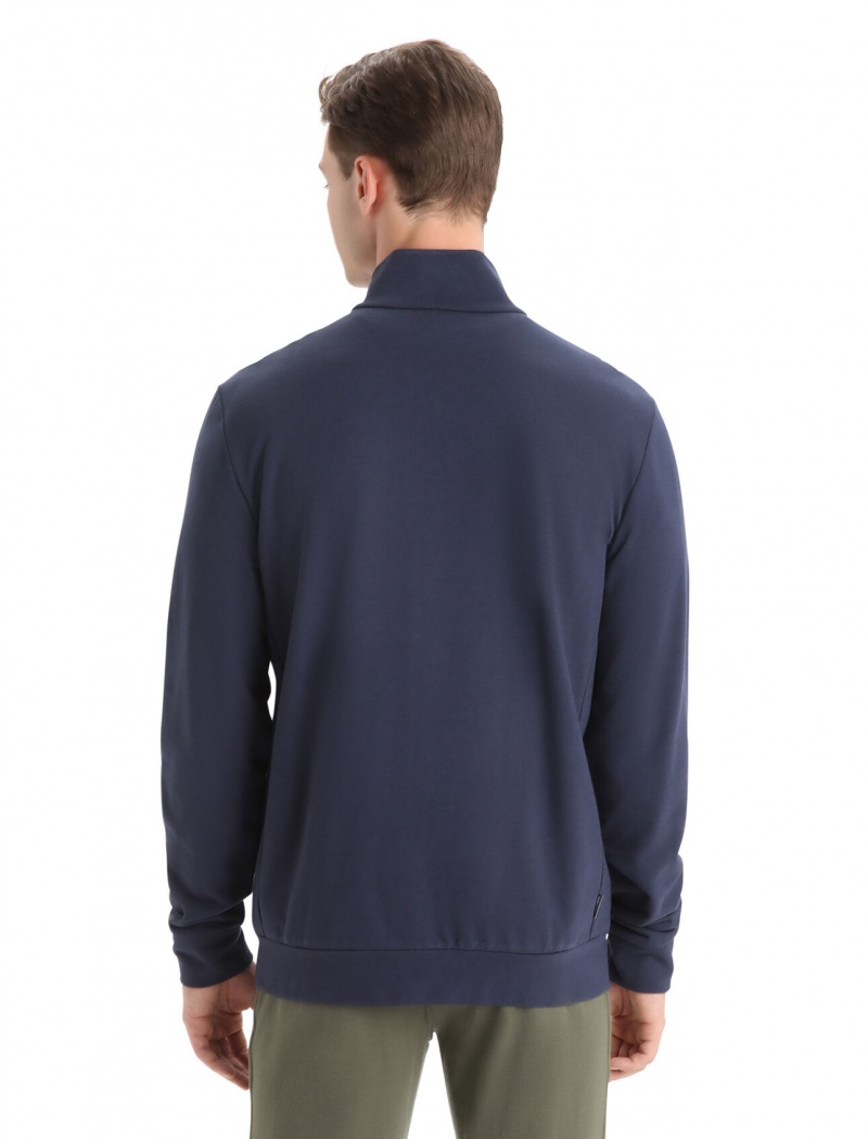 Icebreaker Merino Central Klassiska Long Sleeve Zip Tröjor Herr Marinblå | OGSPVB749