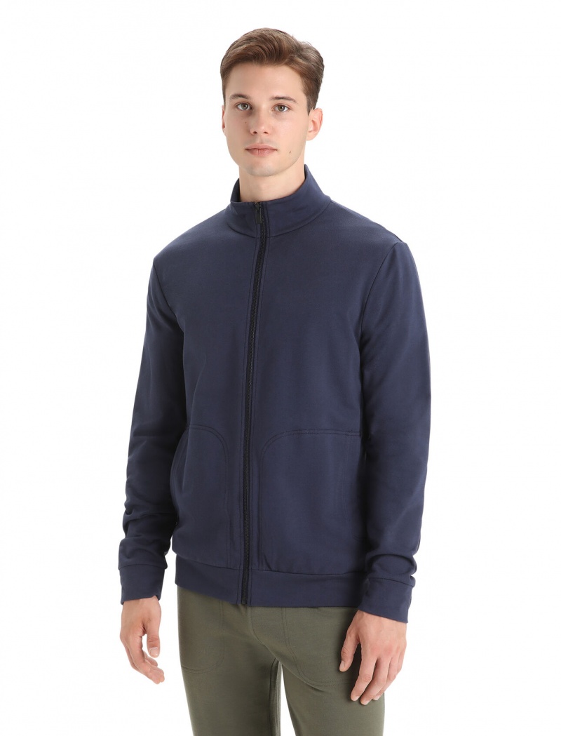 Icebreaker Merino Central Klassiska Long Sleeve Zip Tröjor Herr Marinblå | OGSPVB749