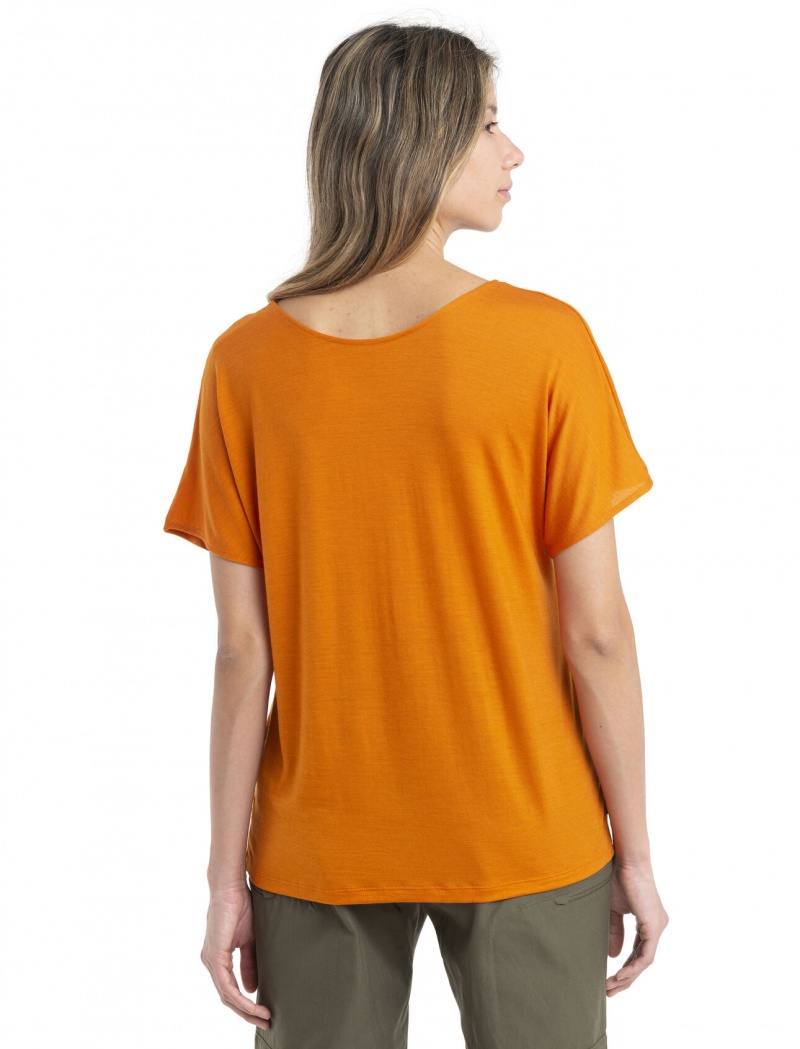 Icebreaker Merino Drayden Reversible Korta Sleeve Top T-Shirt Dam Earth | JGCSOL165