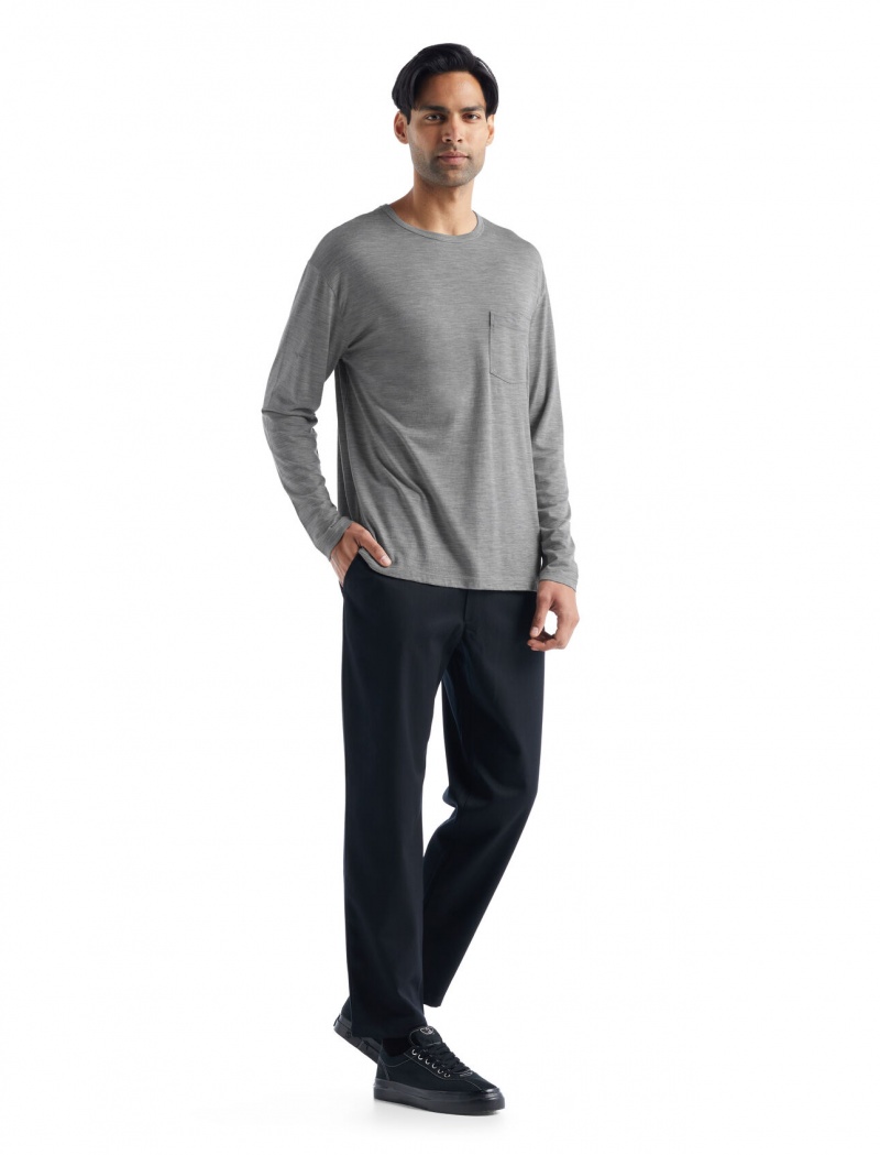 Icebreaker Merino Granary Long Sleeve Pocket T-Shirt Långärmad Herr Gritstone Heather | JMWFHS478