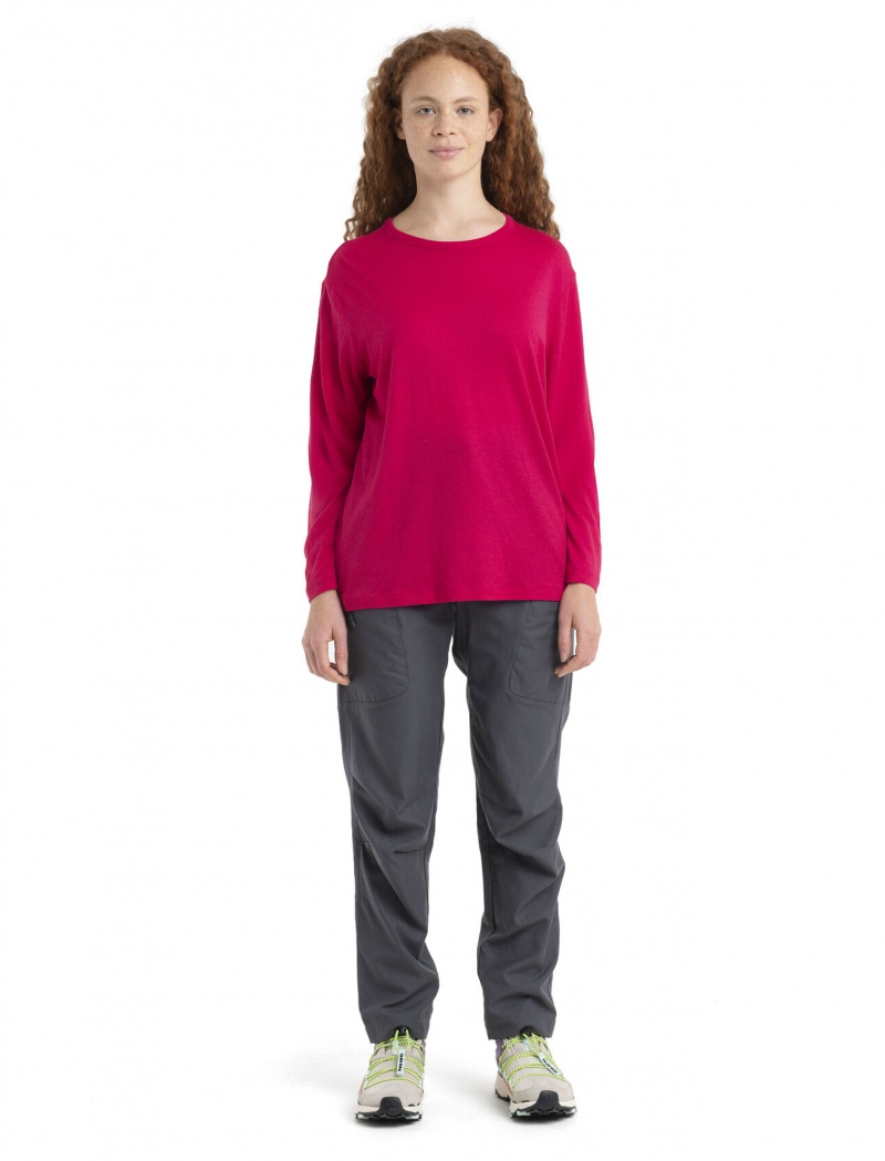 Icebreaker Merino Granary Long Sleeve T-Shirt Långärmad Dam Rosa | ENRKYO075