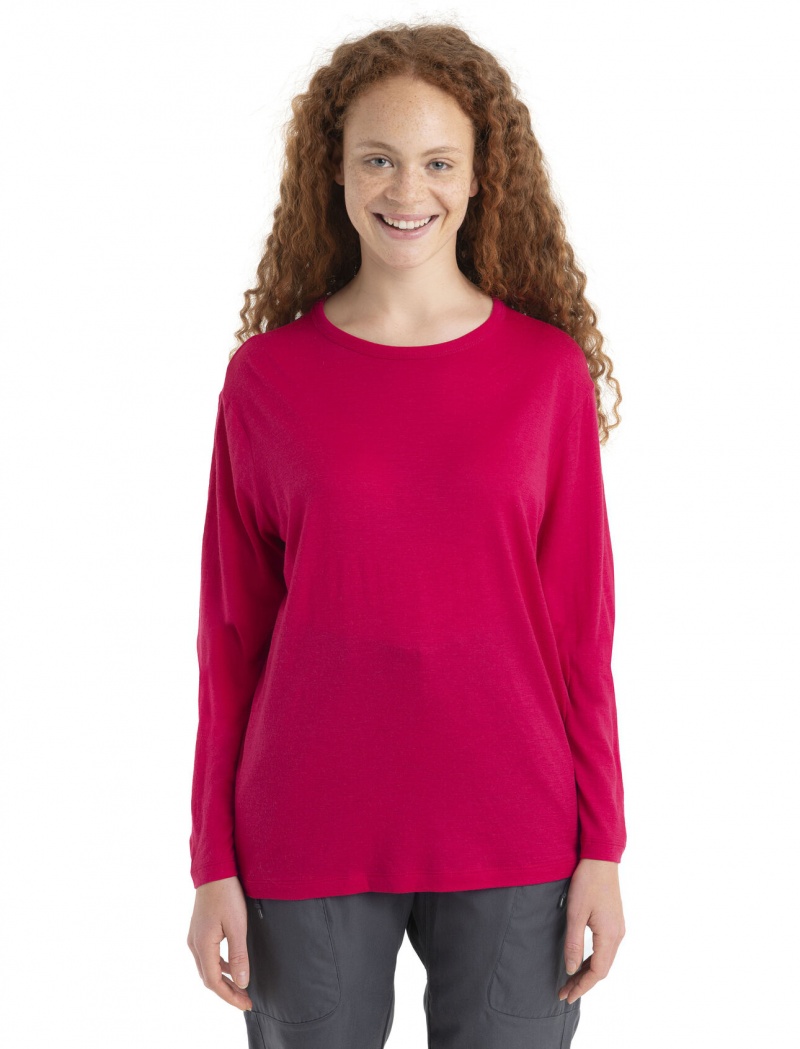 Icebreaker Merino Granary Long Sleeve T-Shirt Långärmad Dam Rosa | ENRKYO075