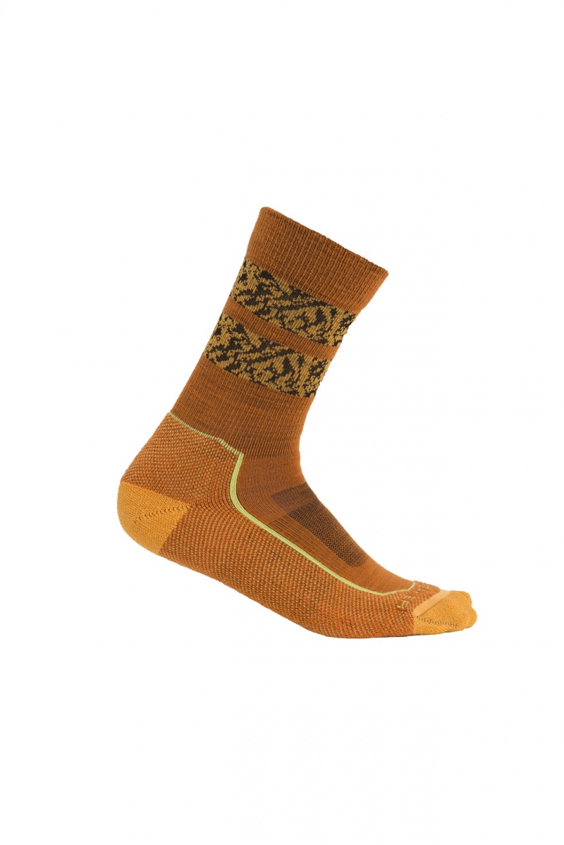 Icebreaker Merino Hike+ Light Crew Socks Natural Summit Strumpor Herr Earth/Solar | BLMRFU826