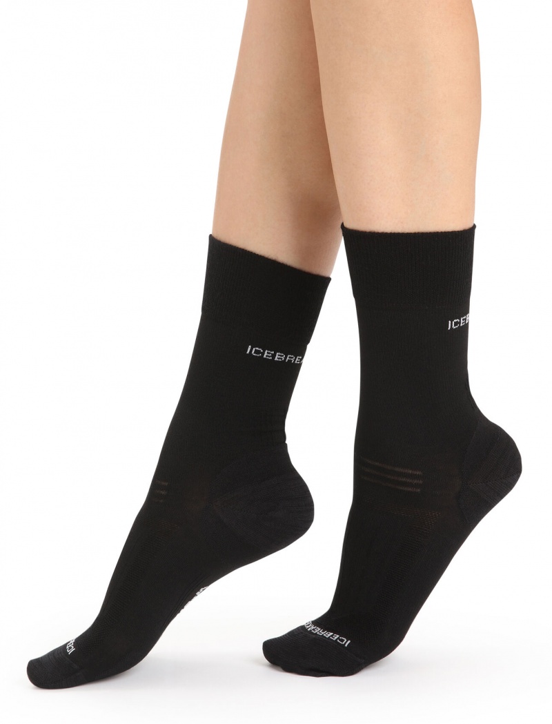 Icebreaker Merino Hike Liner Crew Socks Strumpor Dam Svarta | ZYUFDR731